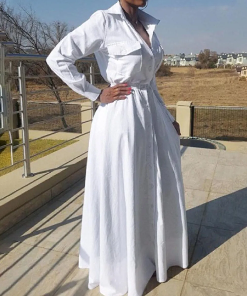 Женское длинное платье макси с длинным рукавом хлопковое большого размера плюс