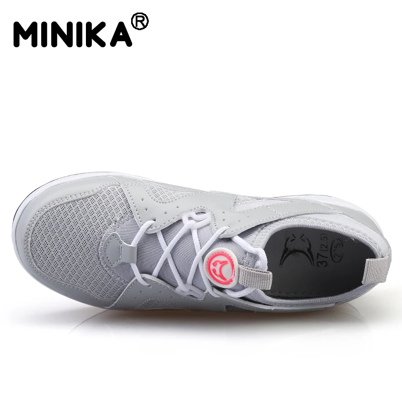 Minika/женская повседневная обувь Новое поступление дышащая сетчатая на танкетке