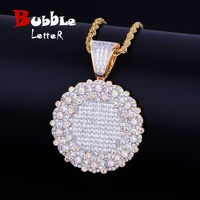 round cluster medallion gold color pendant necklace bling cubic zircon mens hip hop jewelry