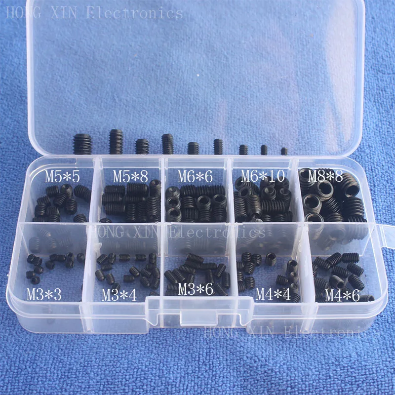 

200Pcs/M3/M4/M5/M6/M8 Black Thread Iron PCB Screws Bolt Assortment kit set Hex Fastener Hardware Free Shipping