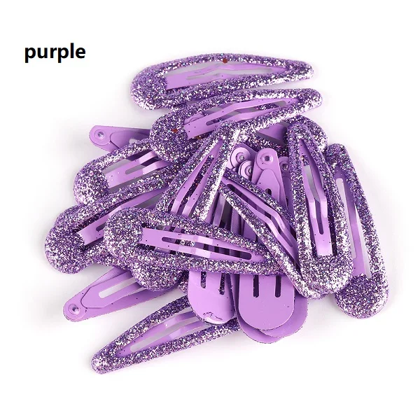 purple 20 шт. блестящие заколки для волос, заколки для волос для детей, Детский зажим для волос, заколки для волос для маленьких девочек, аксессуары для волос, милые металлические заколки 5 см - Цвет: purple
