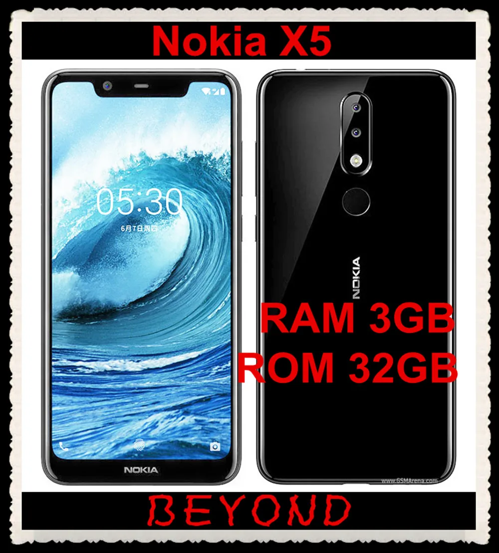 Nokia X5 ram 3 ГБ rom 32 Гб Dual Sim разблокированный мобильный телефон Android LTE GSM 5,86 ''3 камера Восьмиядерный 3060 мАч отпечаток пальца
