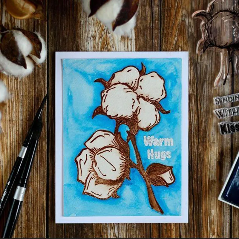 Цветок хлопка прозрачный штамп и резки металла Die для Скрапбукинг/карты/DIY