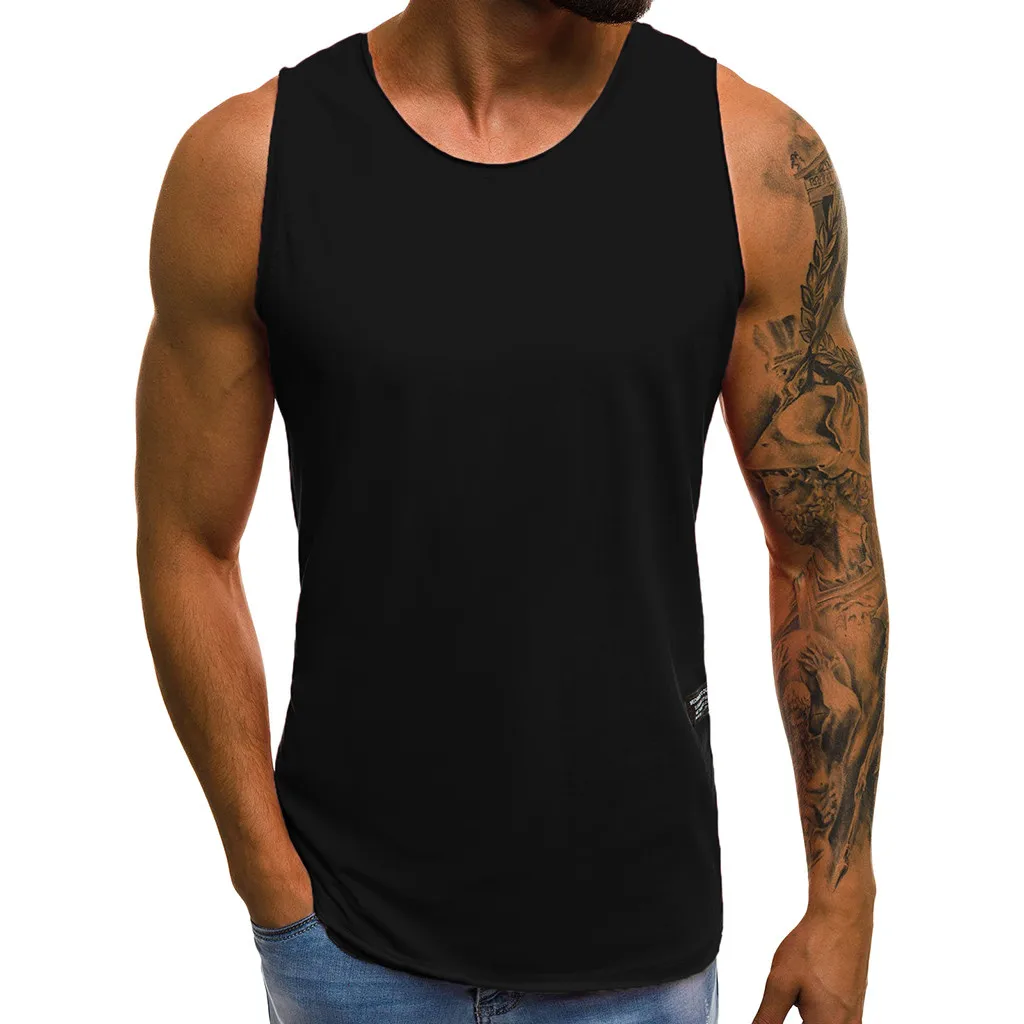 CHAMSGEND Tank Tops Cotton Men Sleeveless Tanktops For Boys Bodybuilding Clothing Undershirt Fitness Stringer Male Vest 4.JAN.15 | Мужская