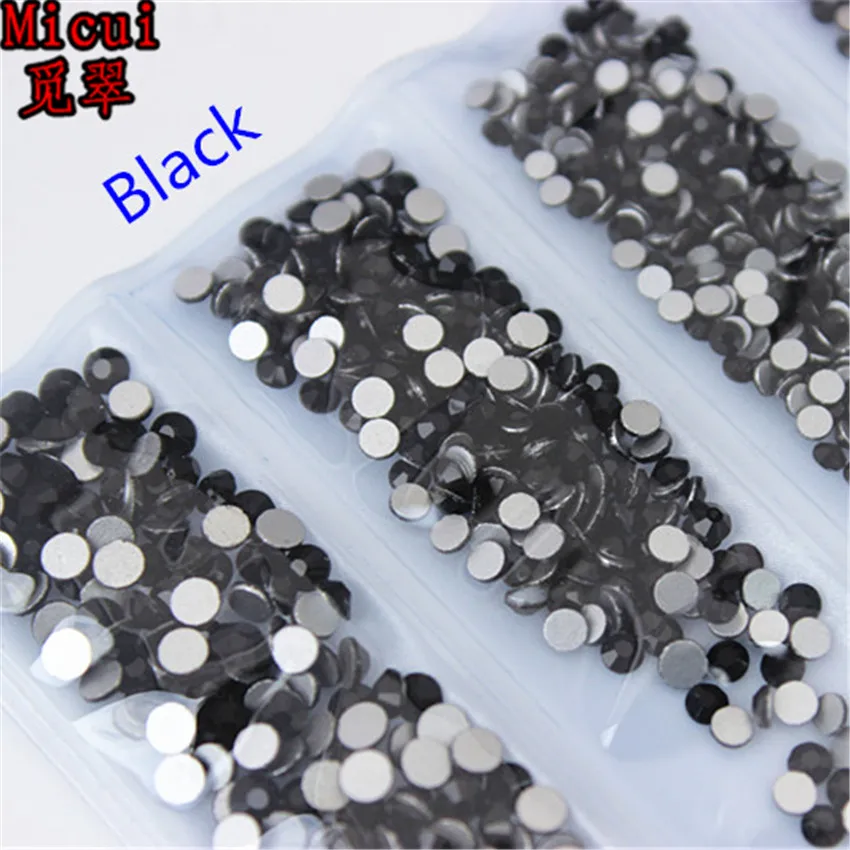 Black Micui 1440 шт, SS3-SS10, Микс, 6 размеров, AB кристаллы, стеклянные стразы, блестящий кристалл, не исправление, стразы для украшения ногтей MC992 - Цвет: Black