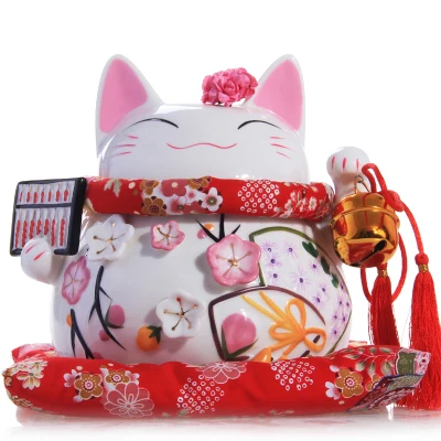8 дюймов Maneki-Neko керамические китайские счастливые кошки манящие Фортуны кошки статуэтки счастливый Шарм копилка украшения дома - Цвет: F