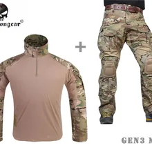 Airsoft BDU Gen3 боевая униформа EMERSON тактическая рубашка и брюки наколенники Мультикам EM8567 EM8527
