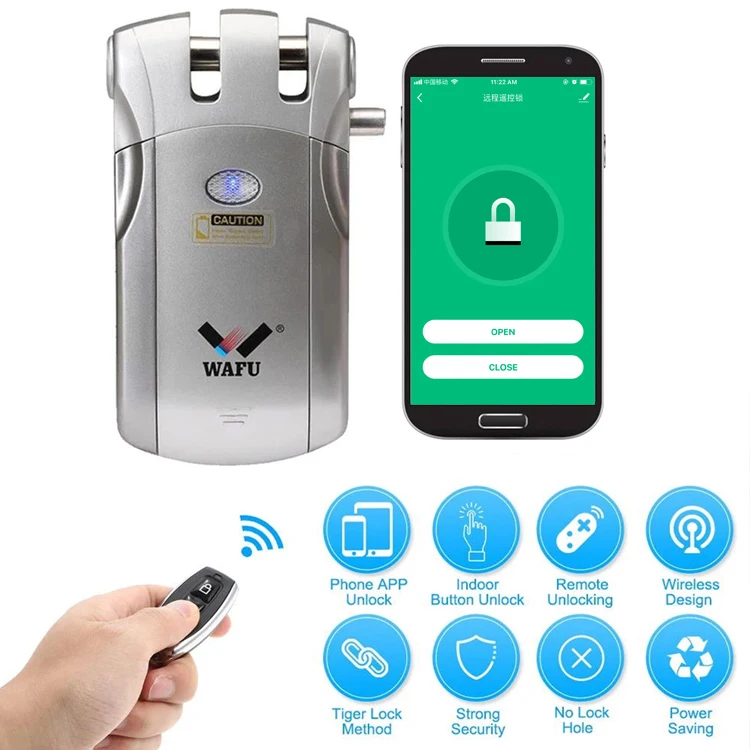 WAFU 018W Pro wifi умный дверной замок с дистанционным управлением замок безопасности Невидимый БЕСКЛЮЧЕВОЙ интеллектуальный замок iOS Android приложение разблокировка
