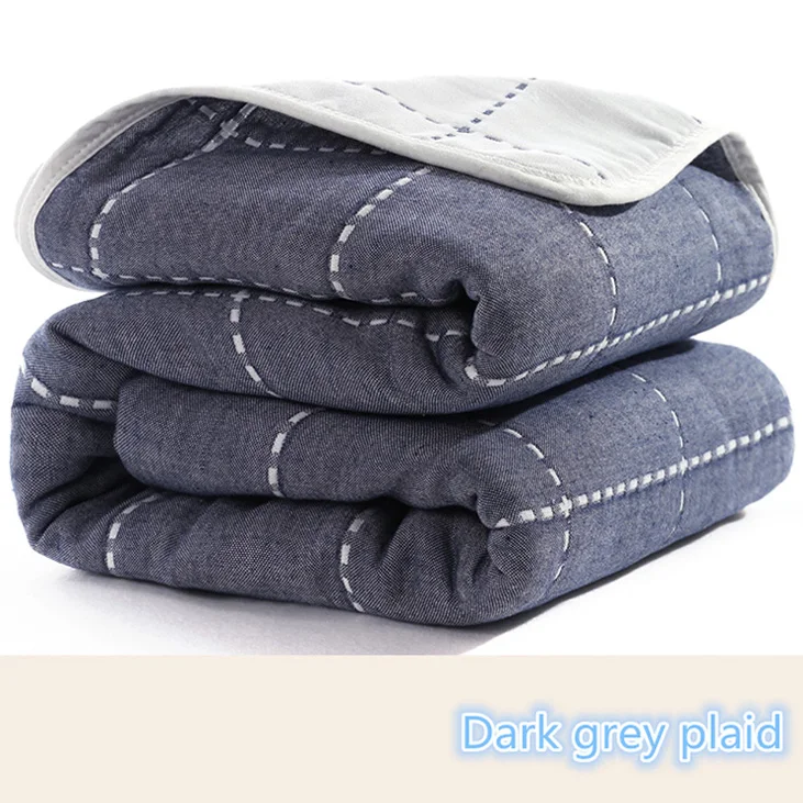 Dark grey plaid S Детские одеяла для новорожденных Муслин Хлопок 6 слоев Толстая пеленка дети хлопчатобумажное одеяльце Детские обложки постельные принадлежности - Цвет: Dark grey plaid S