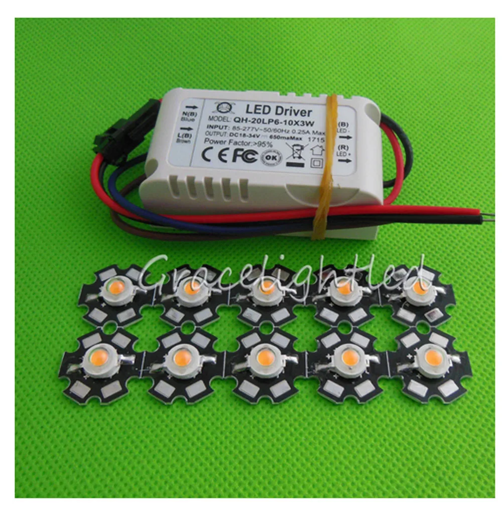 10 шт. 3 Вт полный спектр led 380-840nm+ 1 шт. 6-10x3w 600mA светодиодный драйвер diy 30 Вт Светодиодный светильник для растений
