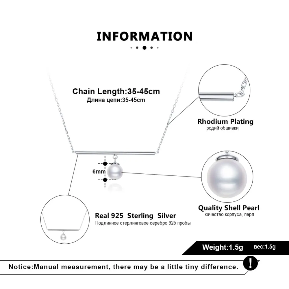 ORSA JEWELS Top Grade Shell Pearl Women Pendant Necklace Rose Gold/Silver Color 925 Sterling Silver Necklace Fine Jewelry SN151