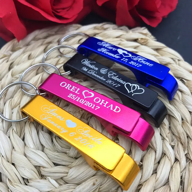 50 шт. свадебный подарок на заказ открывалка для бутылок с цветным брелком надпись