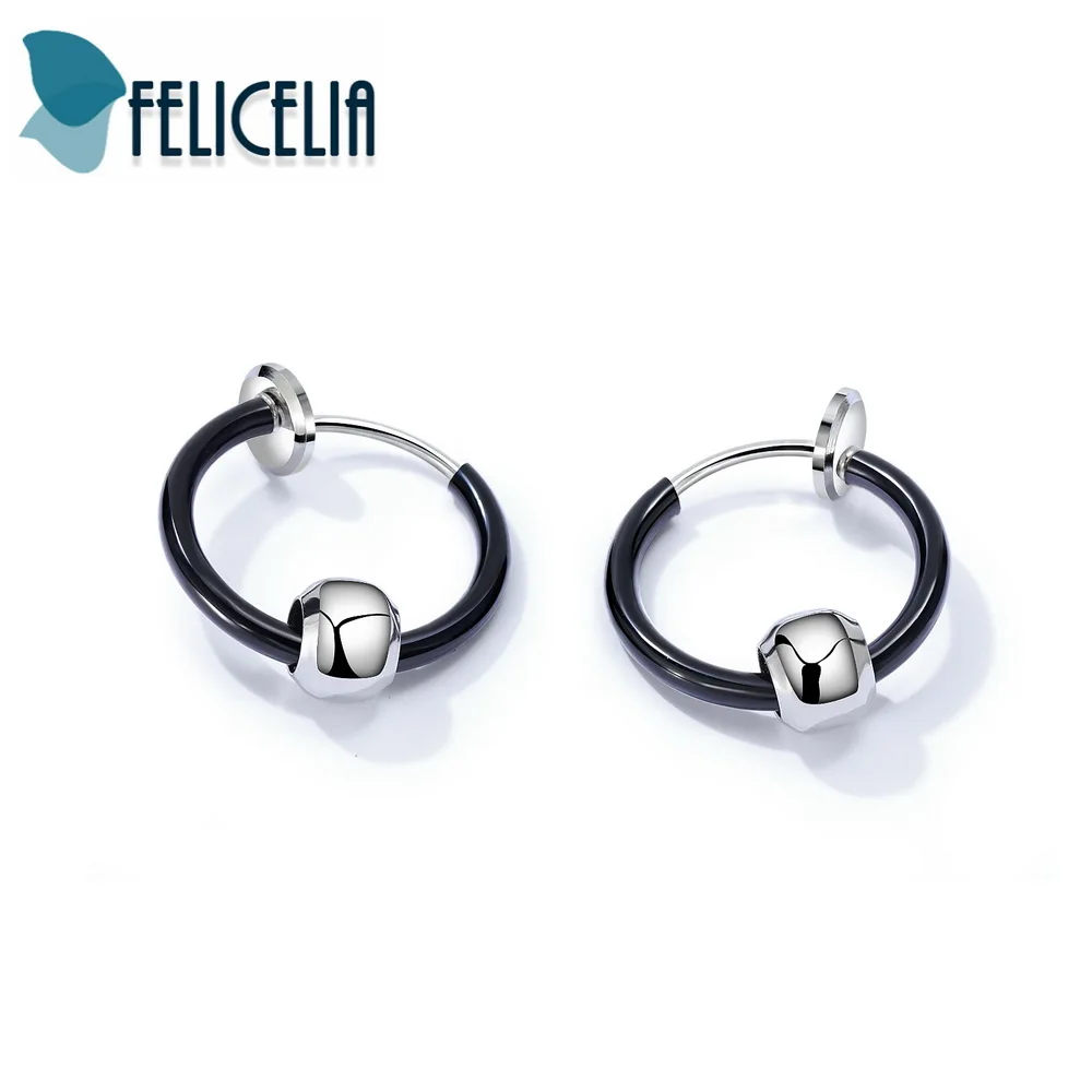Серьги-клипсы Felicia из нержавеющей стали черного цвета для женщин и мужчин без