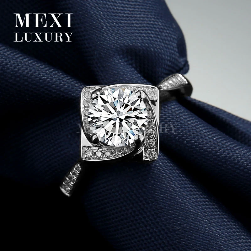 18 К белого золота Moissanites кольцо 1.0CT DEF Цвет Обручение с бриллиантами свадебные