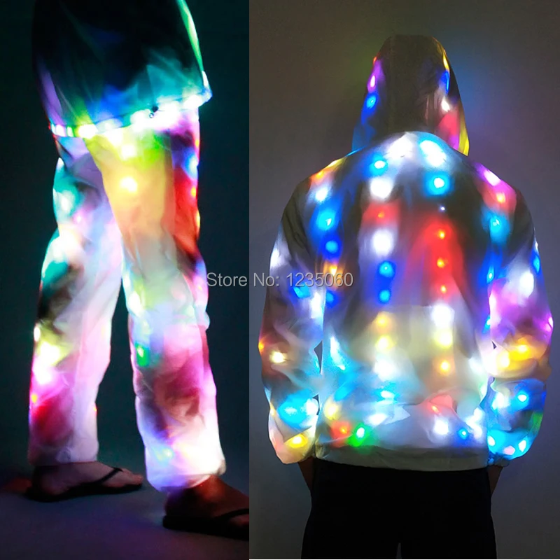 СВЕТОДИОДНЫЙ световой пару костюм унисекс светодиодный куртка на Рождество