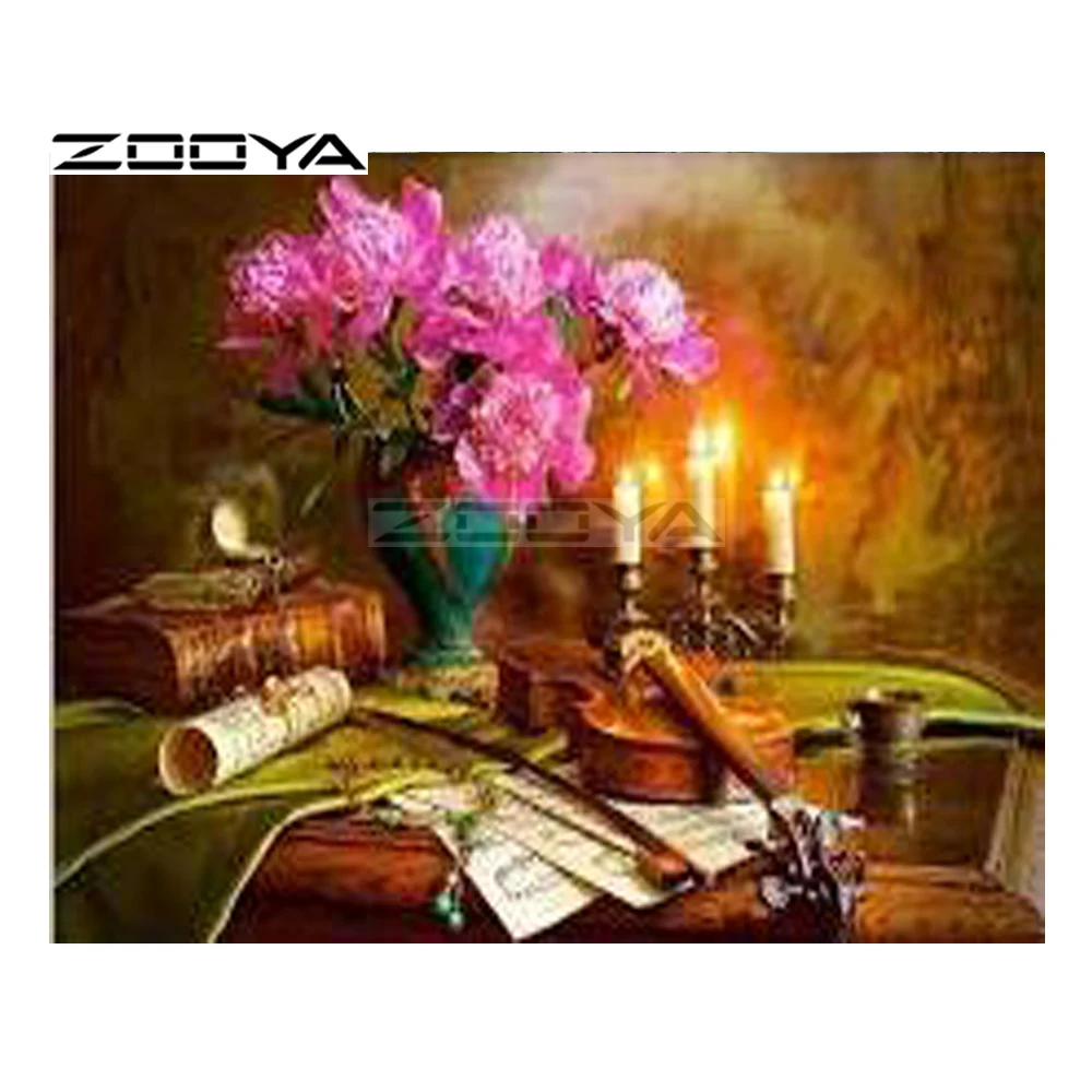 ZOOYA 5D DIY Алмазная ваза подсвечник скрипка книга цветок алмазная живопись вышивка