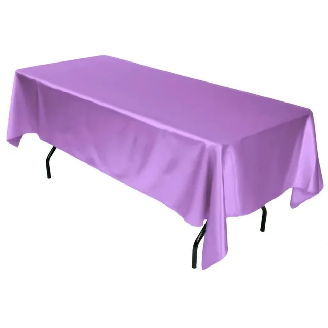 lavender 1 шт. двойной сшитый край 145 см x 304 см прямоугольная атласная Скатерть белая/черная скатерть для свадебного Рождественского украшения - Цвет: lavender