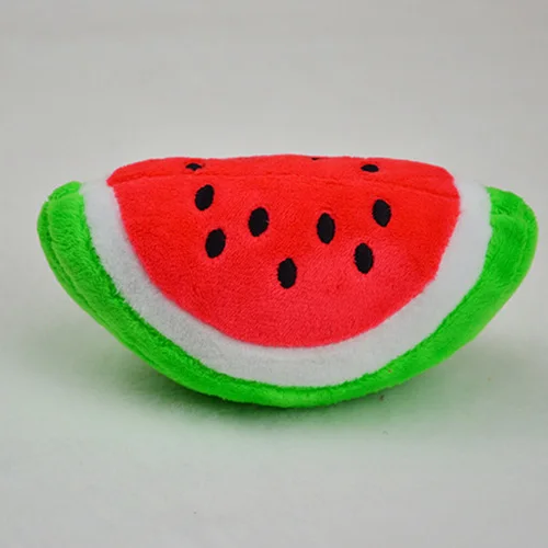 watermelon 1 Игрушки для собак для маленьких собак жевательная игрушка-пищалка для щенков скрипучий плюшевый звук милые фрукты и овощи дизайны игрушки товары для животных-15 видов стилей - Цвет: watermelon 1