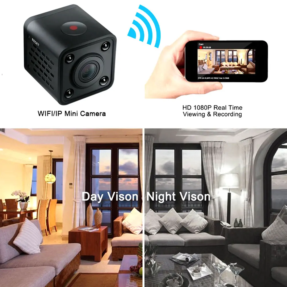 Wifi IP мини-камера беспроводная 1080 P HD инфракрасная микро ИК камера ночного видения камера магнитного обнаружения движения Mini DV