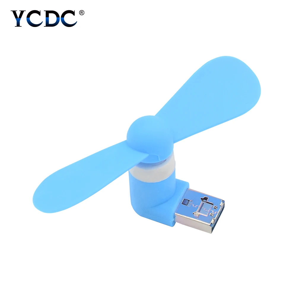Blue Красочный ТПЭ Пластик 5V 0.8A USB кабель+ кабель Micro USB вентилятор для мобильных телефонов Android планшет сильный ветер низкая Мощность потребления - Цвет: Blue