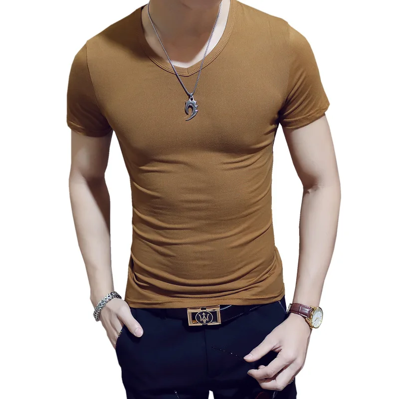 18 Colors Slim Man's T-shirt Short Sleeve Streetwear Gym Clothing Tee Top Plain Running Shirt Camiseta Masculina Tee Shirt Homme