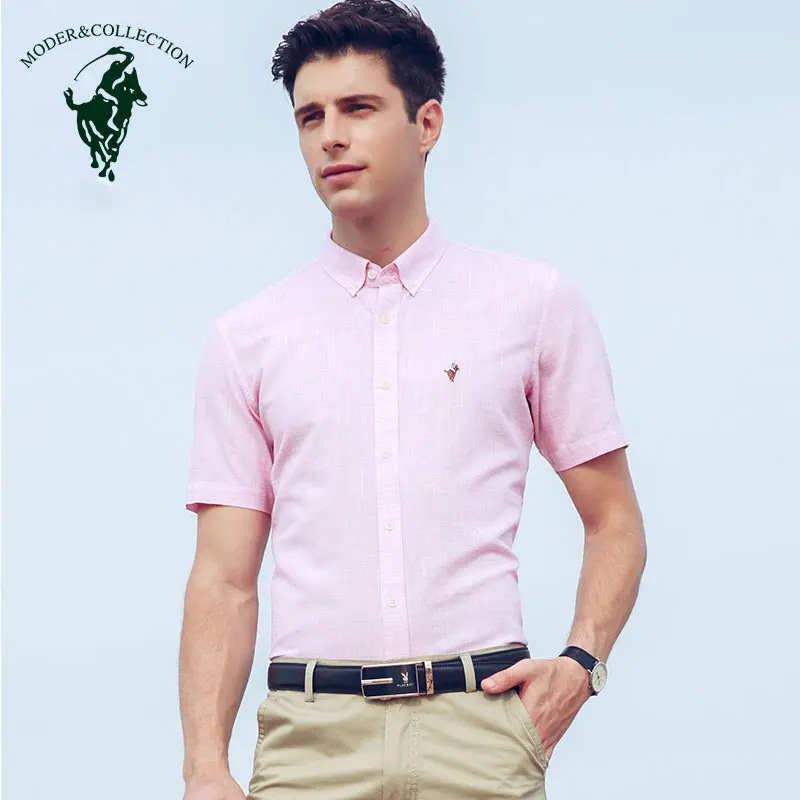 Мужская Повседневная рубашка с коротким рукавом и накладным карманом на груди