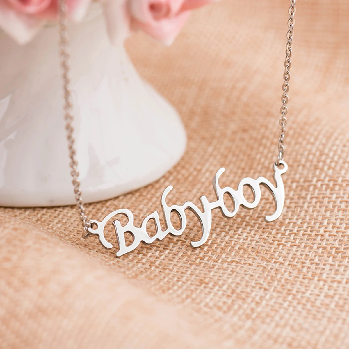 PIXNOR Babyboy письмо из нержавеющей стали ожерелье с кулоном и буквой цепи талисманы