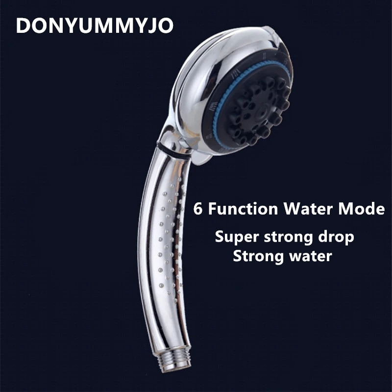 

6 Function ABS Chrome Finished Bathroom Shower Water Saving High Pressure Shower Head Round Shape Hand Shower Showerhead