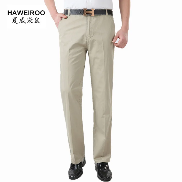 2017 мужские брюки среднего возраста повседневные прямые свободные хлопковые с