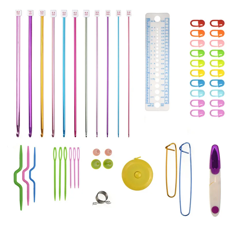11 шт. разноцветные крючки для вязания крючком набор 2 мм до 8 афганские ножницы