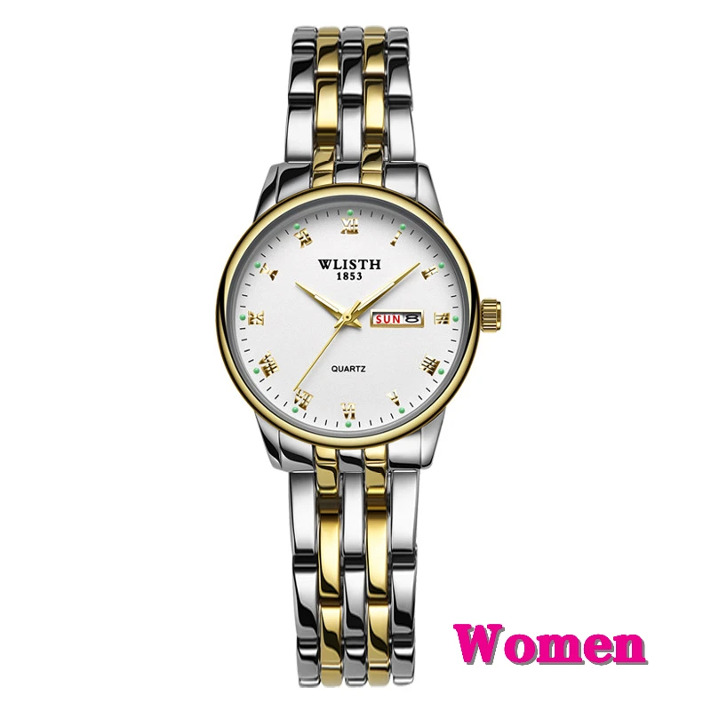 women gold white Женские часы, модные часы, Женева, дизайн недели, календарь, женские часы, люксовый бренд, алмаз, кварцевые наручные часы, подарок для женщин - Цвет: women gold white