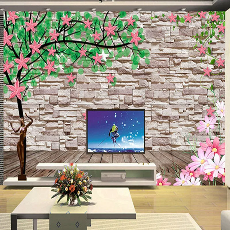 Креативные 3D обои камень природные деревья Цветы Фрески настенные бумаги