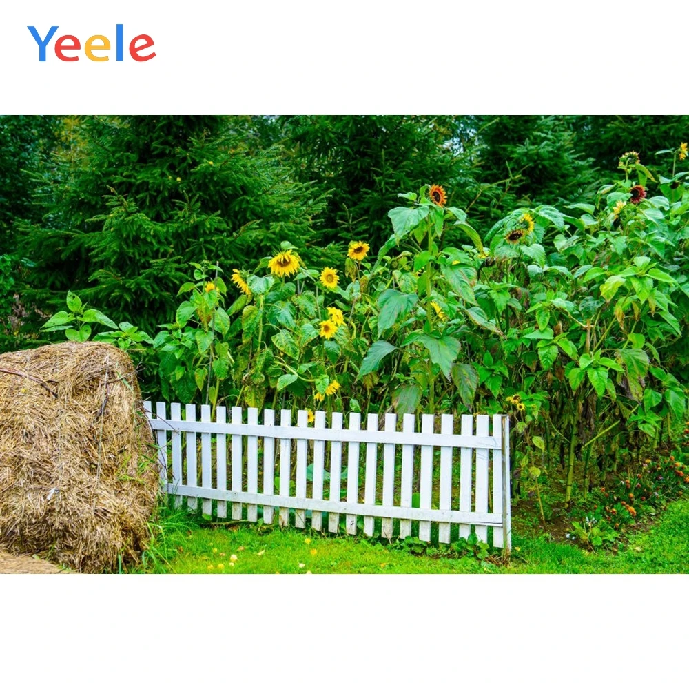 Фоны для фотосъемки Yeele с изображением сада забора солнца цветка сена стека