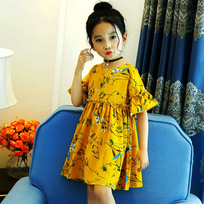 little girls floral dress teenage clothing dresses summer 2020 baby girl clothes kids print size 3456 7 8 9 10 years | Детская одежда и