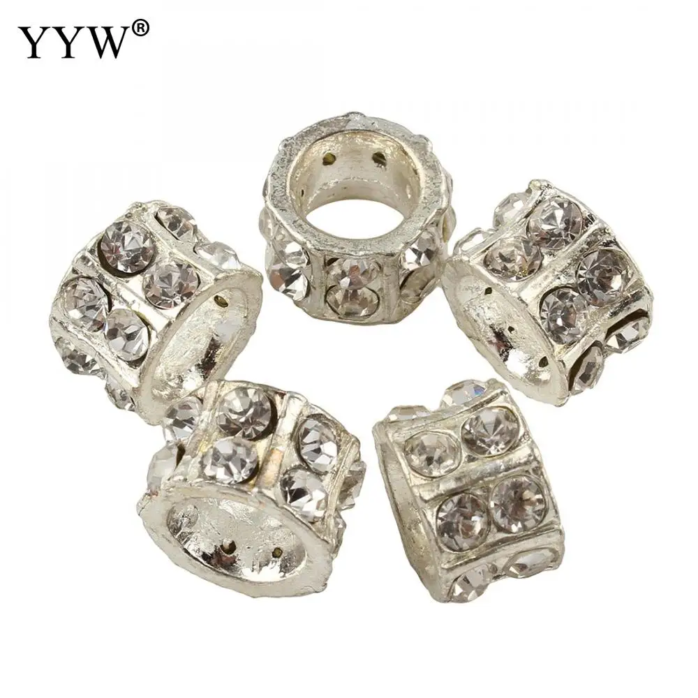 Модные пробки посеребренные с горным хрусталем бусины для женщин мужчин