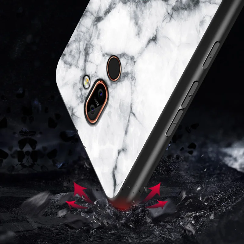 Чехол для Nokia 7 Plus Роскошный Мраморный зернистый Твердый защитный чехол из