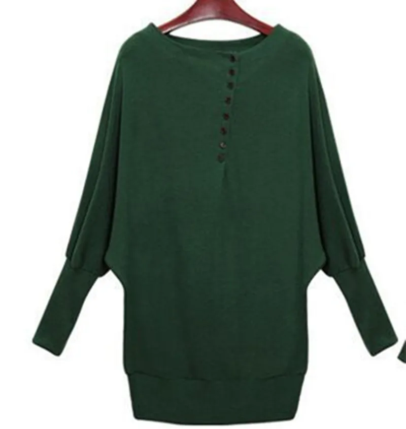 

Women Sweaters Nice Spring Winter Vogue Fashion Casual Batwing Sleeve Button Knitted Long Sweater Pull A248