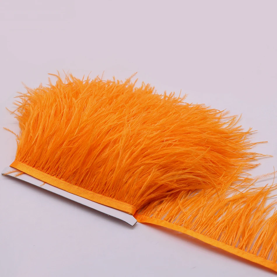 1 ярд оранжевые страусиные перья бахрома отделка плюмажная лента модные