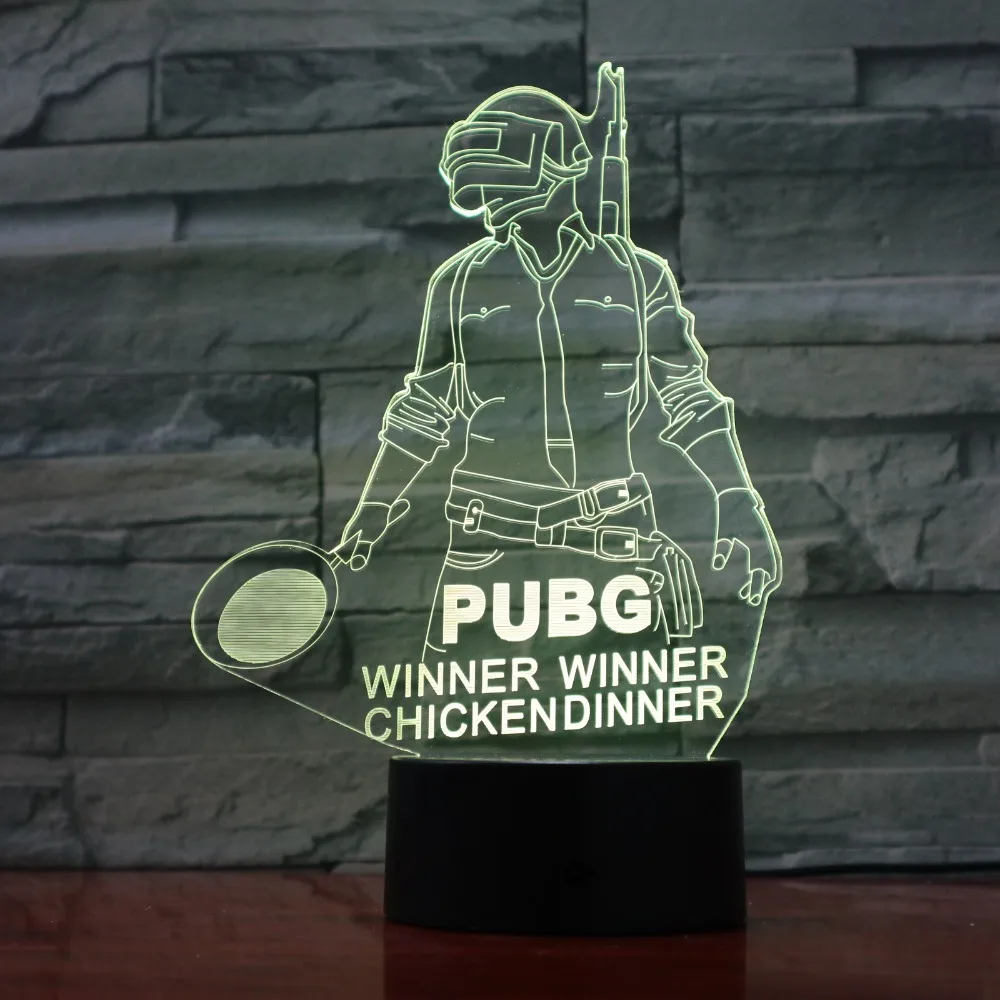 Крутой новый мировой хит FPS игровой плеер неизвестная 3D лампа PUBG Winner Chicken dinner 7