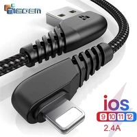 tiegem 90 degree usb cable for iphone 13 12 11 pro max x 8 7 plus cable fast charging cable mobile phone charger 2m 3m