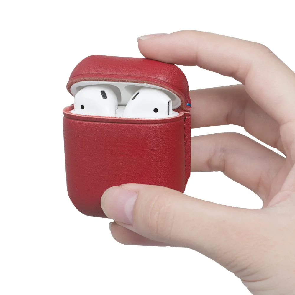 Кожаный чехол для AirPods, Bluetooth, Беспроводная зарядка для наушников, коробка для Apple Airpods, 1/2 натуральная кожа, чехол с карабином