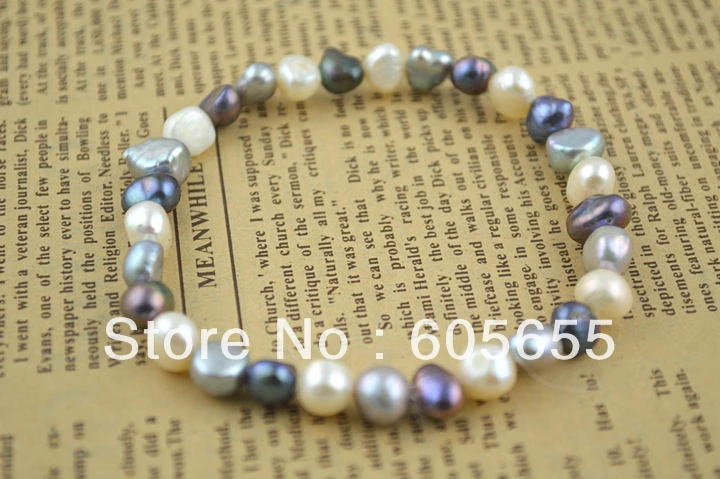

Multi Color Fresh Water Pearl Baroque Beads Stretch Bracelets