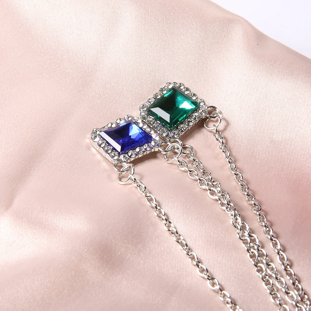 2 шт./компл. Женская модная квадратная подвеска с кристаллами серебряного цвета