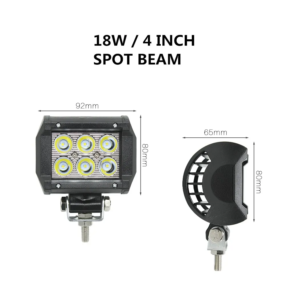 18W 4inch Spot 4, 5, 7, 8, 15 20 23 28 33 дюйма внедорожный светодиодный светильник баров комбо балка светодиодный автомобиль Подсветка для грузовиков, внедорожников, квадроциклов, наводненных грузовых автомобилей 4x4 4WD 12V 24V - Цвет: 18W 4inch Spot