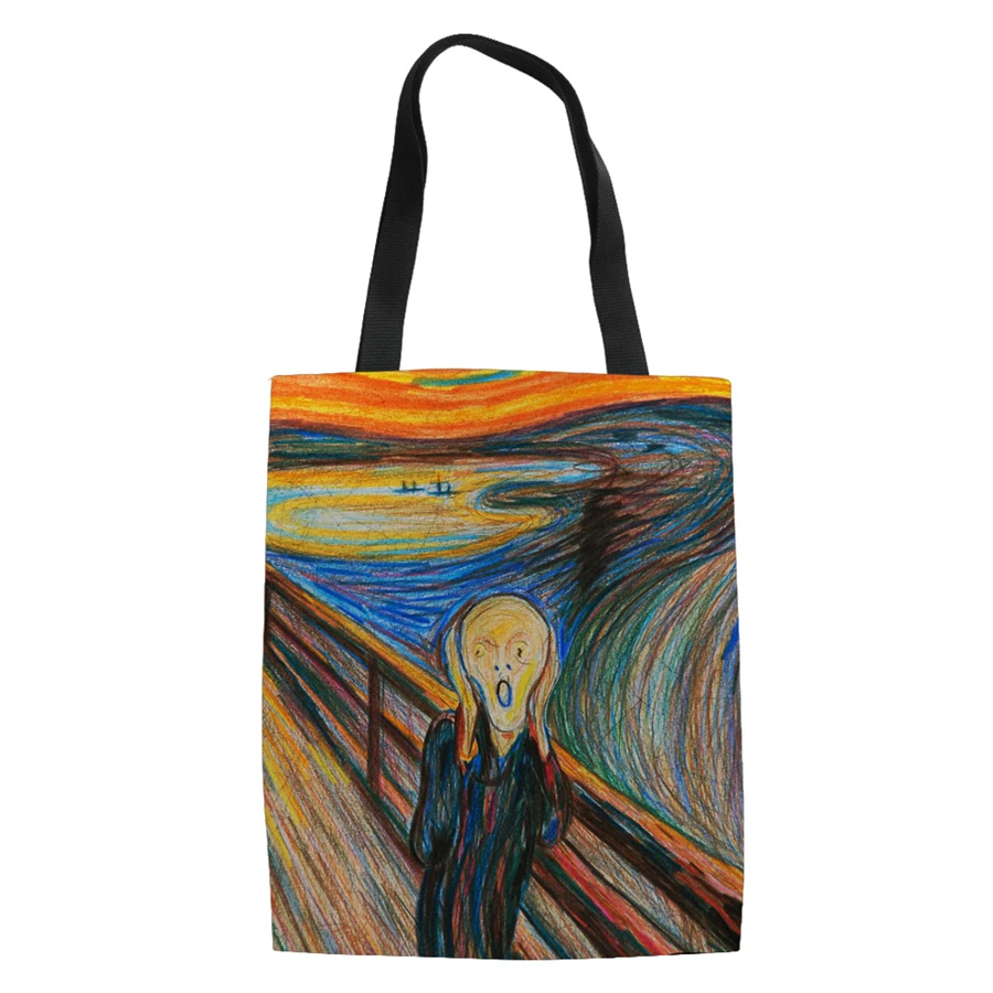 Женская Холщовая Сумка Van Painting Повседневная сумка для покупок Экологичная