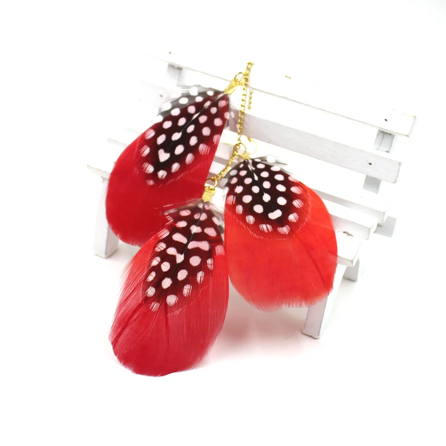 Модные Красочные точечный Серьги с перьями для женщин в этническом стиле длинные