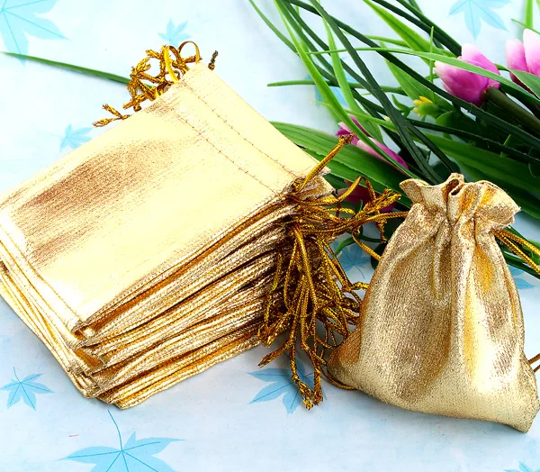 100Pcs/Lot Gold Organza Drawstring Pouch Jewellery Gift Bags 7*9cm | Украшения и аксессуары