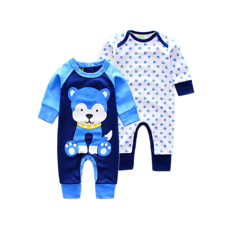 4 Pieces/lot Long Sleeve Baby Romper Cotton Cartoon Bear Frog Print Jumpsuits Newborn Infant Boy Clothes Roupas de bebe Rompers |