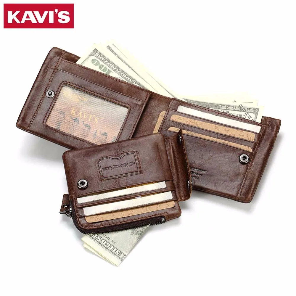 KAVIS бренд Crazy Horse из натуральной кожи кошелек Для мужчин кошельки Портмоне с держатель для карт мини мужской с мешком Portomonee небольшой кошелек