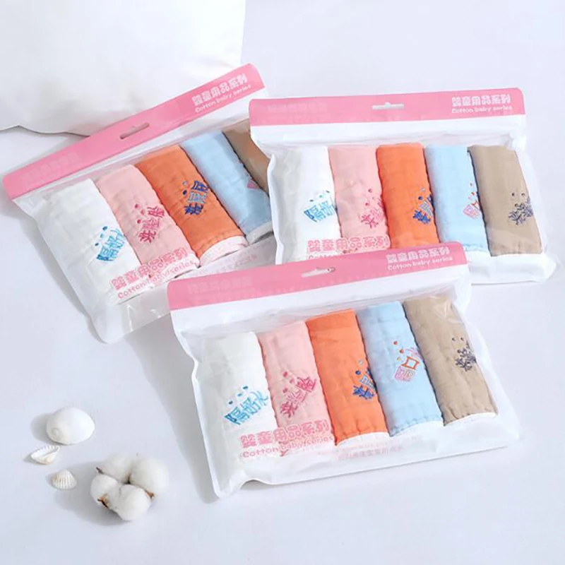 

baby Face towel newborn baby towels 5pcs/set Burp Cloths baby washcloths Saliva bib cotton gauze 30*30cm YMM009